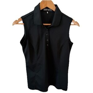Nike Dri Fit Polo Tank Women Golf Tour Performance Black Sz Small Athletic Sport